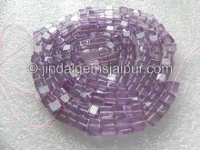 Pink Amethyst Plain Cube Shape Beads